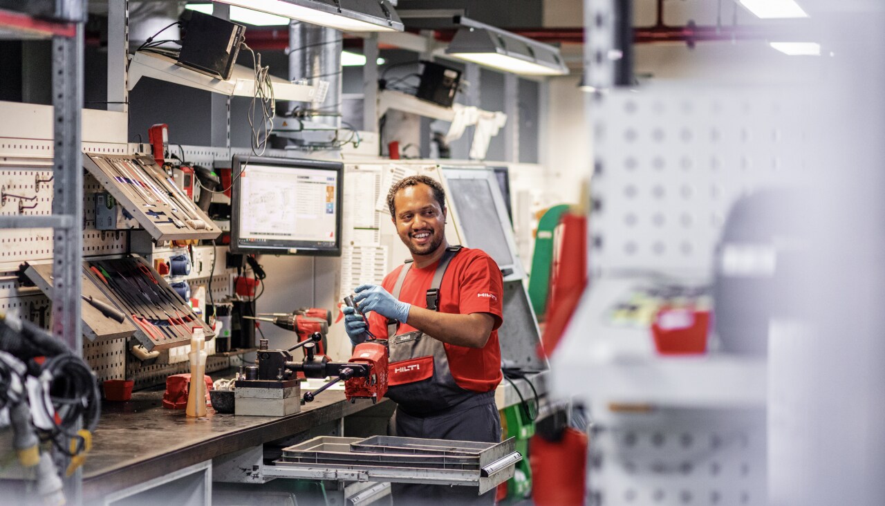 Hilti Repair center Technician repairing a tool.