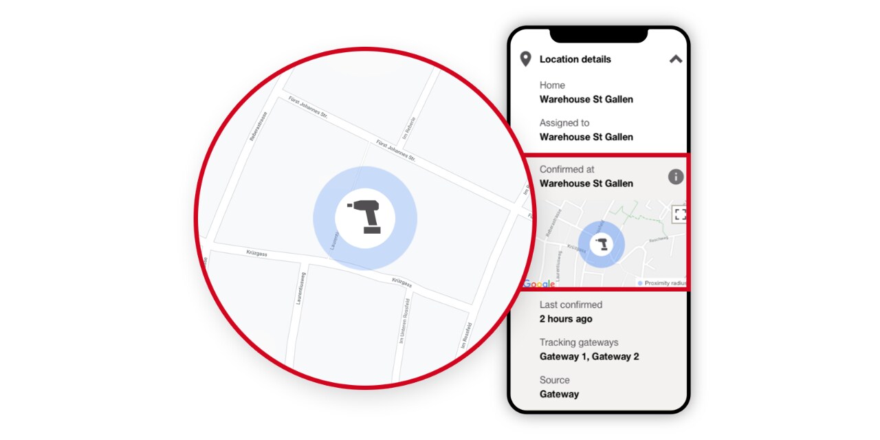 OnTrack phone app with locator on screen 