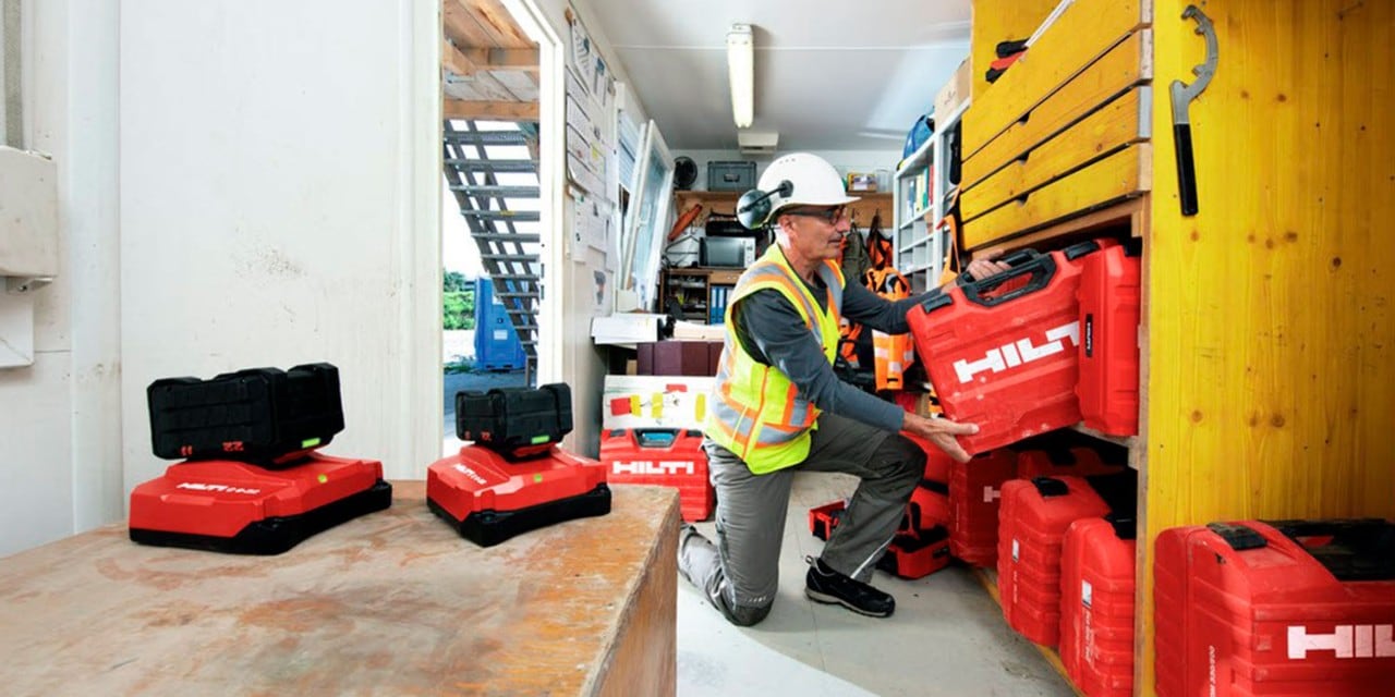 Hilti tool boxes, batteries and chargers