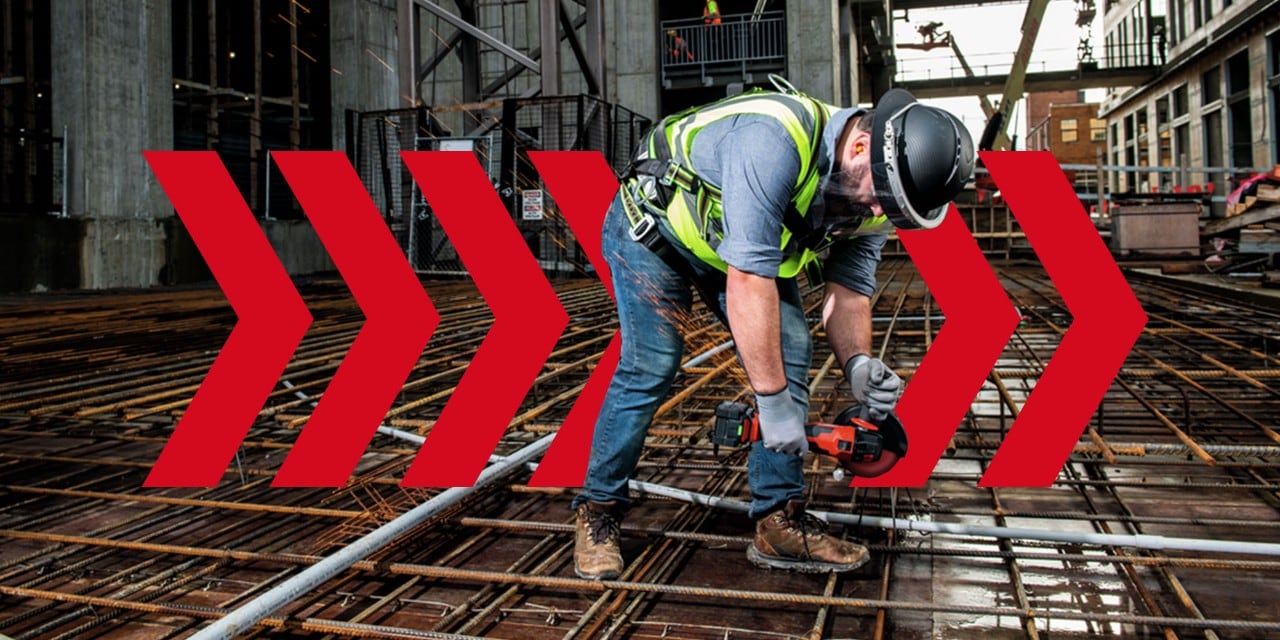 One person cutting steel with the Hilti Nuron AG 6D-22 cordless angle grinder