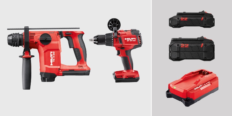 Hilti power tool bundle on display