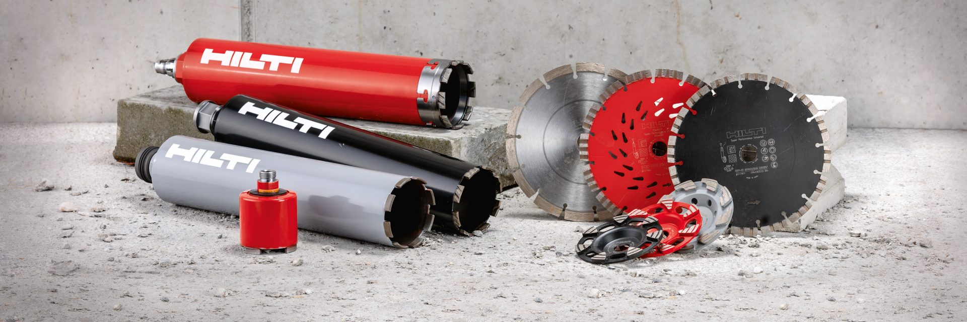 Hilti inserts and blades for core drilling.