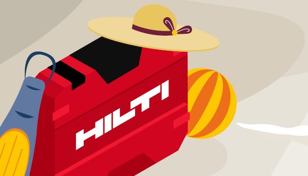 Hilti tool box illustrated on a beach