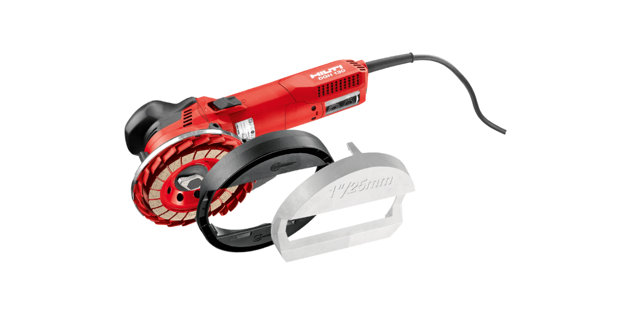 Close up of Hilti Red Concrete grinder. 