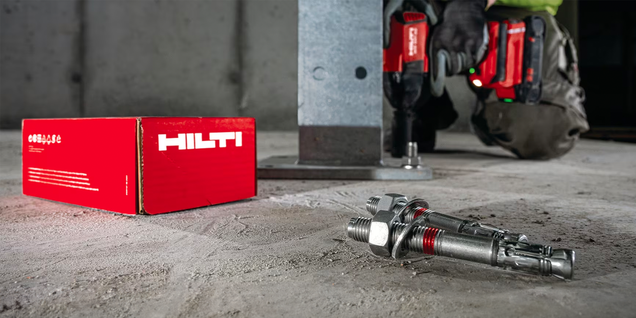 4 HILTI ANCHORS ON A CONRETE FLOOR