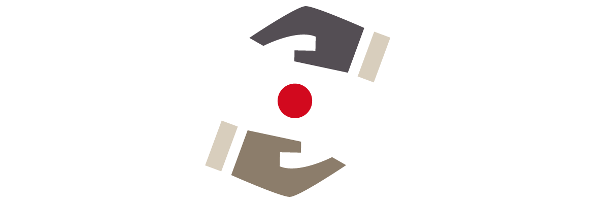 Icon of two hands symbolising society.