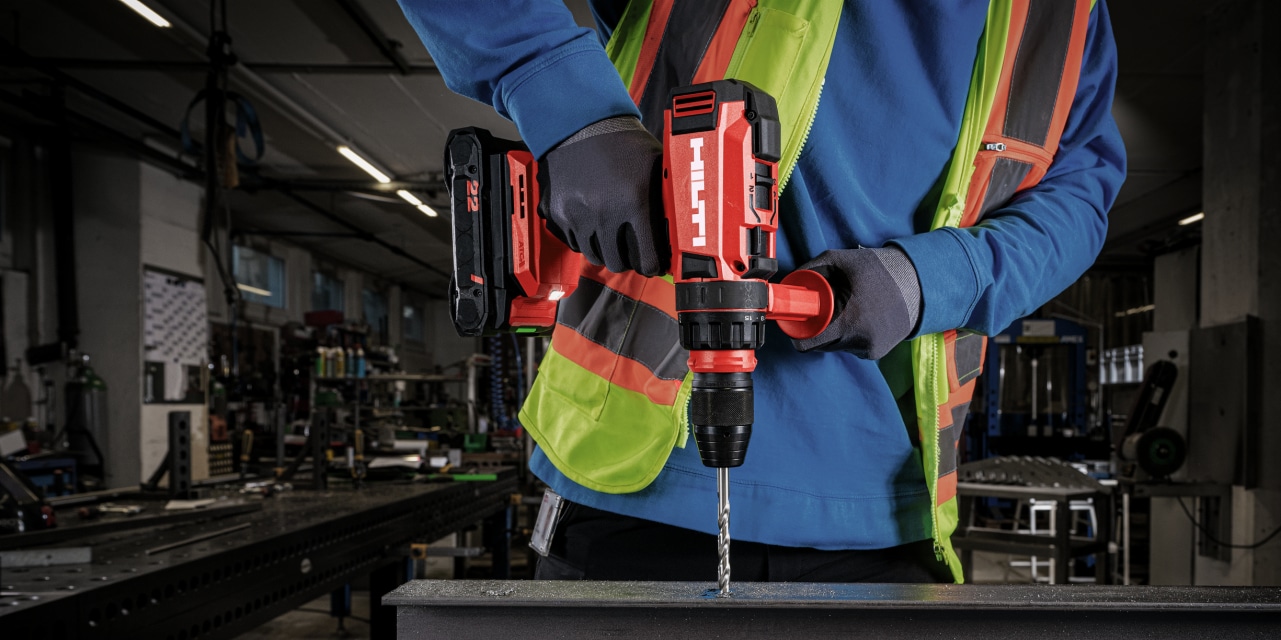 man using Hilti drill driver