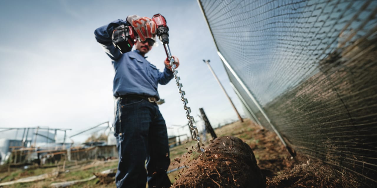 man using Hilti sds rotary hammer drill