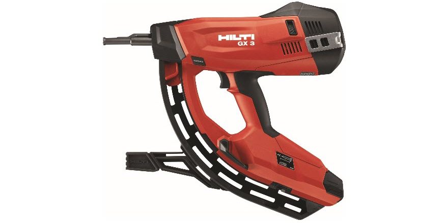 Hilti red GX gas-actuated direct fastening tool. 