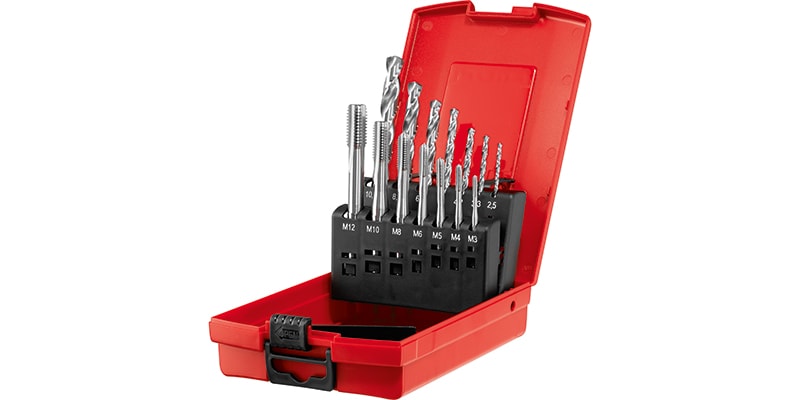 Tap bit & HSS twist drill bit set with 14 pcs (M3-M12 + 2,5-10,2mm)