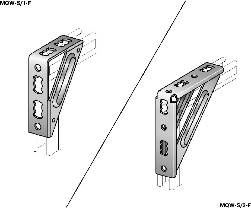 MQW-S-F Angle bracket Hot-dip galvanised (HDG) 90-degree heavy angle for connecting multiple MQ strut channels in medium/heavy-duty applications