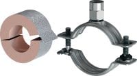 MI-CF Refrigeration pipe clamp (50 mm) Standard galvanised pipe clamp without load sharing for refrigeration applications with 50 mm insulation