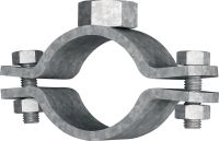 MFP-L-F Light duty fixed point pipe clamp Premium hot-dip galvanised (HDG) fixed point pipe clamp for maximum performance in light-duty piping applications