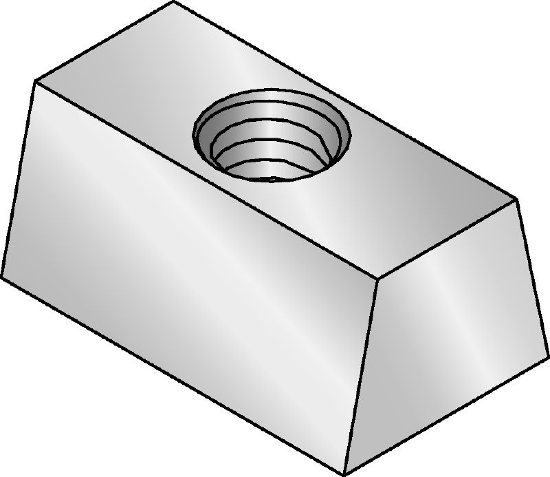 Galvanised wedge nut Galvanised wedge nut used for fastening threaded rods to metal decks