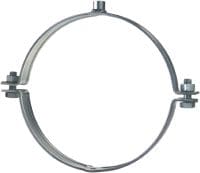MP-MX-F Pipe clamp extra heavy-duty Standard hot-dip galvanised (HDG) pipe clamp without sound inlay for extra heavy-duty piping applications (metric)
