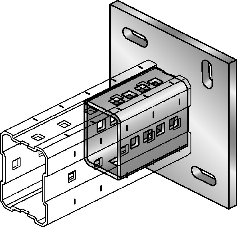 Baseplater DIN 9021 M16 zinced Hot-dip galvanised (HDG) baseplate for fastening MI-90 girders to concrete using two anchors