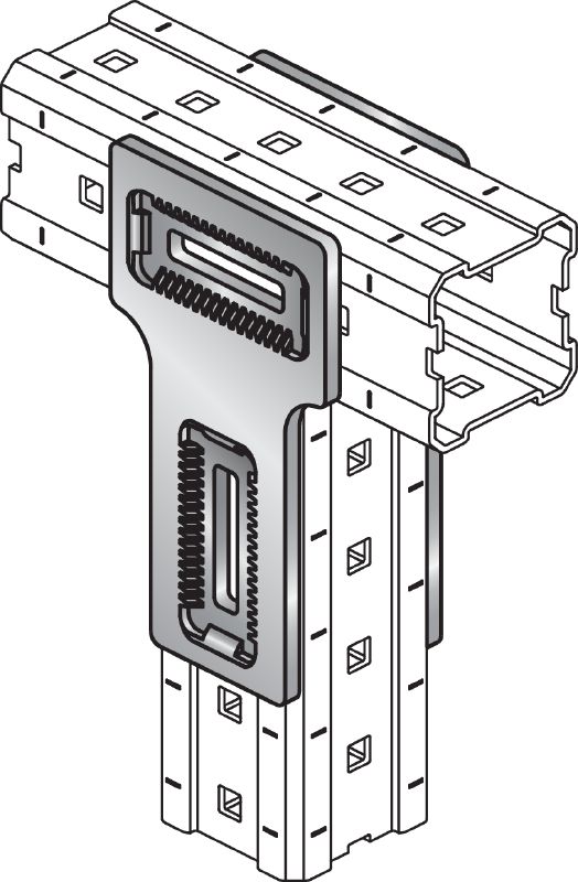 MIC-T Connector Hot-dip galvanised (HDG) connector for fastening MI girders perpendicularly to one another Applications 1