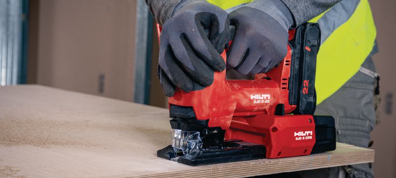 Nuron SJD 6-22 Cordless jigsaw Powerful top-handle cordless jigsaw with optional on-board dust collection for precise straight or curved cuts (Nuron battery platform) Applications 1