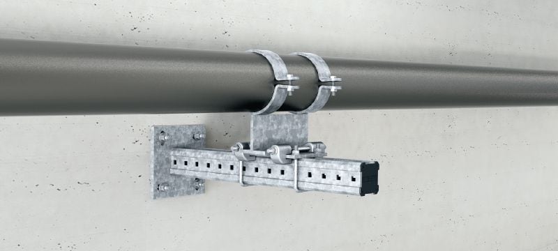 MIC-PA Hot-dip galvanised (HDG) connector for fastening pipe shoes to MI girders for heavy-duty applications Applications 1