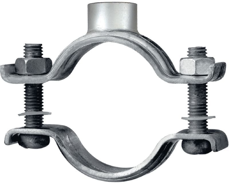 MP-M Standard galvanised pipe clamp without sound inlay for heavy-duty piping applications (metric)