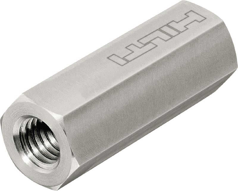 S-BT Coupler (stainless steel) Stainless steel coupling nut for fastening MEP installations to steel using S-BT or X-BT studs