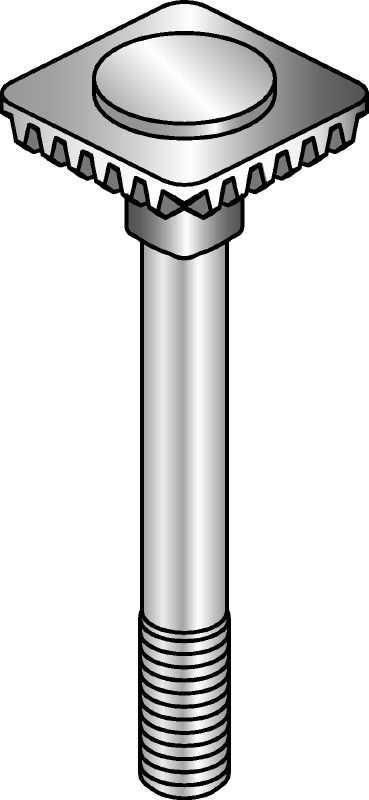 MIA-EH Screw Hot-dip galvanised (HDG) screw with an integrated toothed plate for easier fastening and one-handed adjustment of MI and MIQ connectors