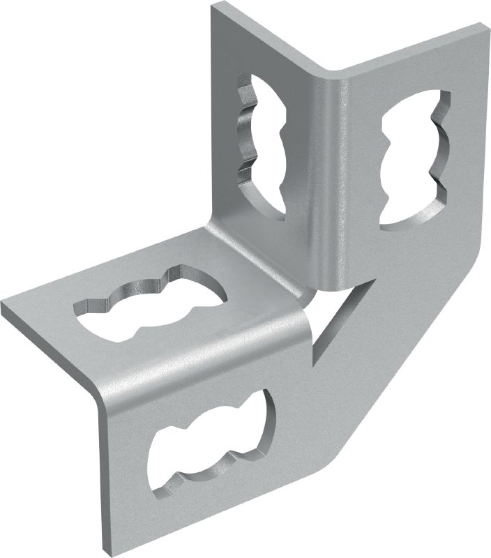 MQW-4-90 Angle Connector Galvanised 90-degree angle for connecting multiple MQ strut channels