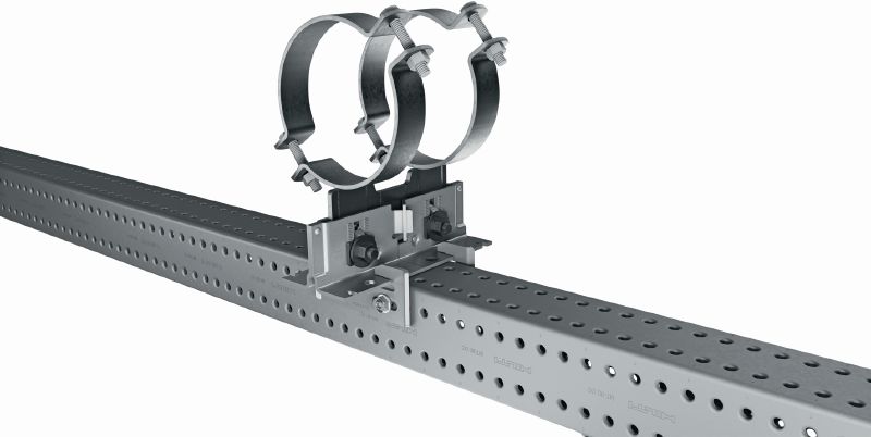 MT-FPS-FF Fixpoint connector Outdoor coated (OC) bracket for fastening MP-PS pipe shoes to Hilti MT modular girders as fixpoint in mildly corrosive environments