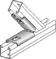 MQW 45°/135°-F Hot-dip galvanised (HDG) 45- or 135-degree angle for connecting multiple MQ strut channels