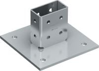 MT-B-O4 3D-load baseplate Base connector for anchoring strut channel structures under 3D loading to concrete and steel or steel