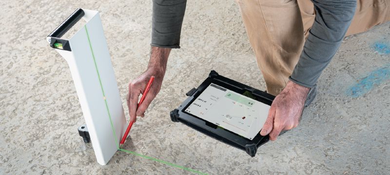 PMD 200 Jobsite layout tool Intuitive 2D layout laser tool to easily mark out plasterboard track locations and complex geometries in indoor environments Applications 1