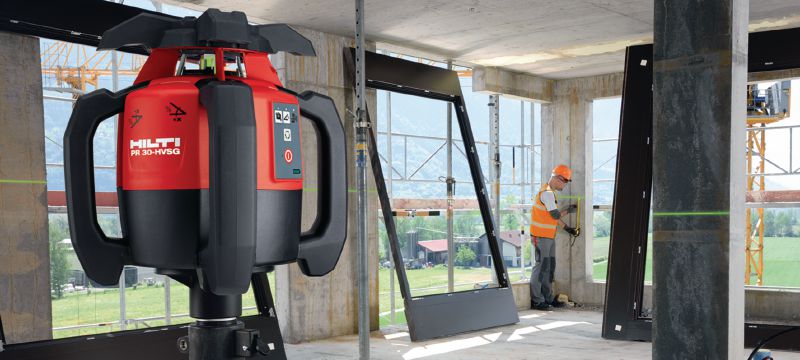 PR 30-HVSG A12 Indoor rotating laser level Indoor rotary laser level with highly visible green beam and automatic functions for virtually any interior jobsite layout tasks Applications 1