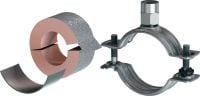 MI-CF LS Refrigeration pipe clamp M10/M12 (40 mm) Standard galvanised pipe clamp with load sharing for refrigeration applications with 40 mm insulation (M10/M12)
