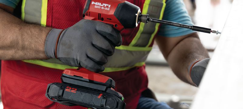 Nuron SID 6-22 Cordless impact driver Power-class cordless impact driver with high-speed brushless motor and precise handling to help you save time on high-volume fastening jobs (Nuron battery platform) Applications 1
