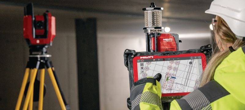 PLT 400-4 Construction layout tool Versatile and easy-to-use construction layout tool for one-person operation, with 4 angle measurement accuracy and extended range for faster stake out of positions on the jobsite Applications 1