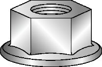 Galvanised hex flange nut Galvanised hex nut with flange corresponding to DIN 6923 8