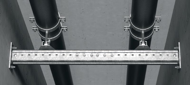 MIQC-E Connector Hot-dip galvanised (HDG) connector used to connect MIQ girders longitudinally for long spans in heavy-duty applications Applications 1