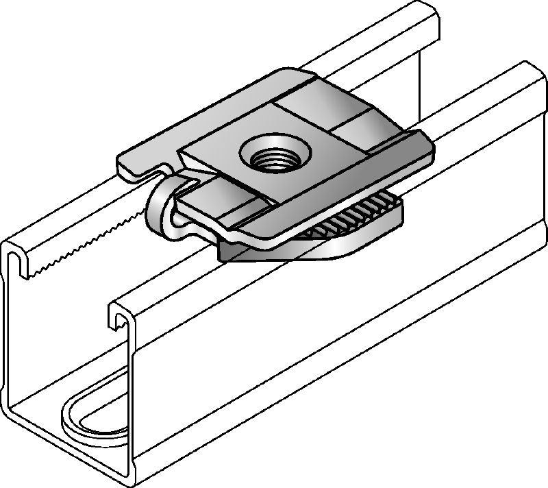 MM-S Galvanised pipe clamp saddle for connecting threaded components to MM strut channels