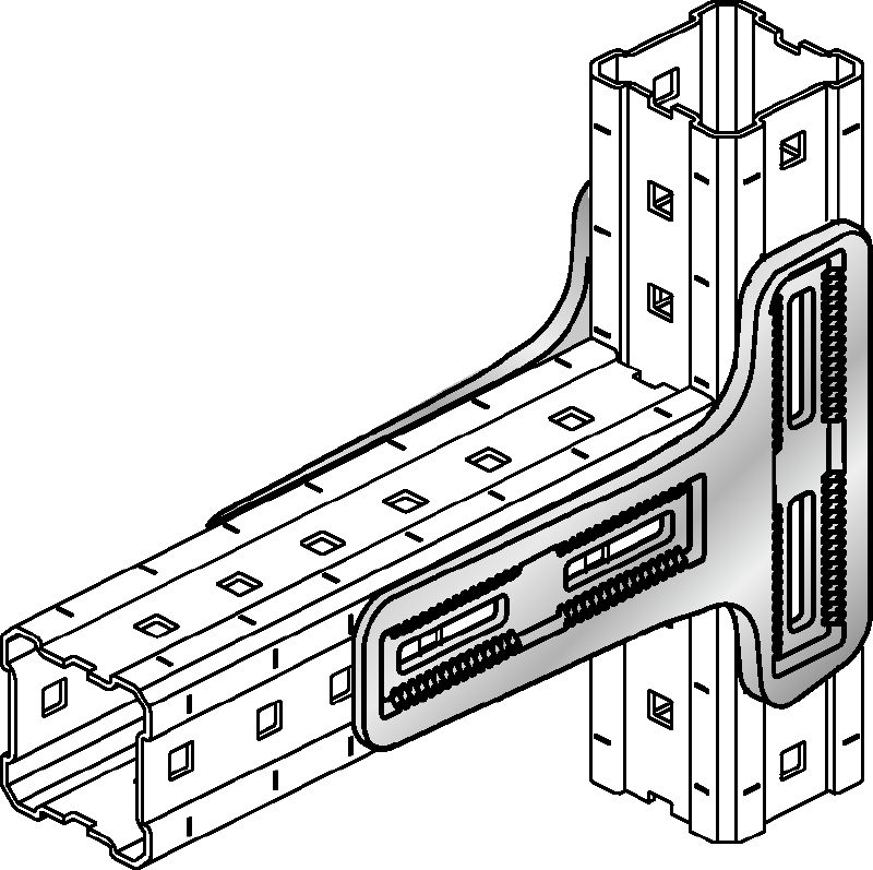 MIC-90-LH Connector Hot-dip galvanised (HDG) connector offering highest load capacity within the MI and MIQ modular system