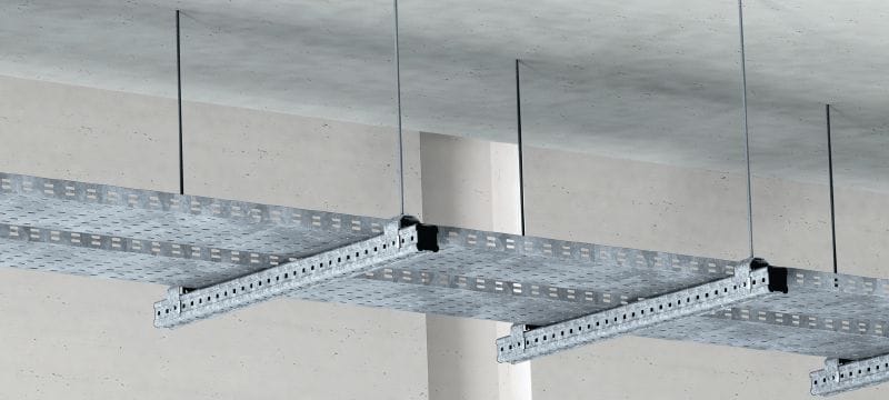 MIC-TRC Connector (double) Hot-dip galvanised (HDG) connector for fastening M12 (1/2) and M20 (3/4) threaded rods to MI girders Applications 1