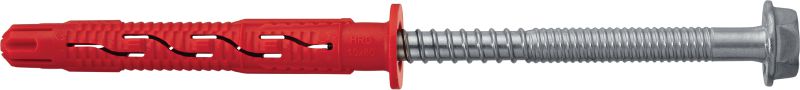 HRD-HR Plastic screw anchor Pre-assembled plastic anchor for concrete and masonry with highly corrosion-resistant screw (A4 stainless steel, hex head)