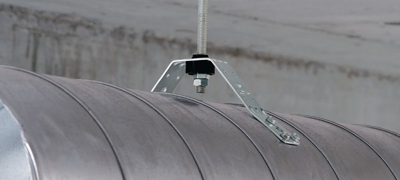 MVA-S ventilation support Galvanised air duct hangers for fastening round air ducts with sound insulation Applications 1