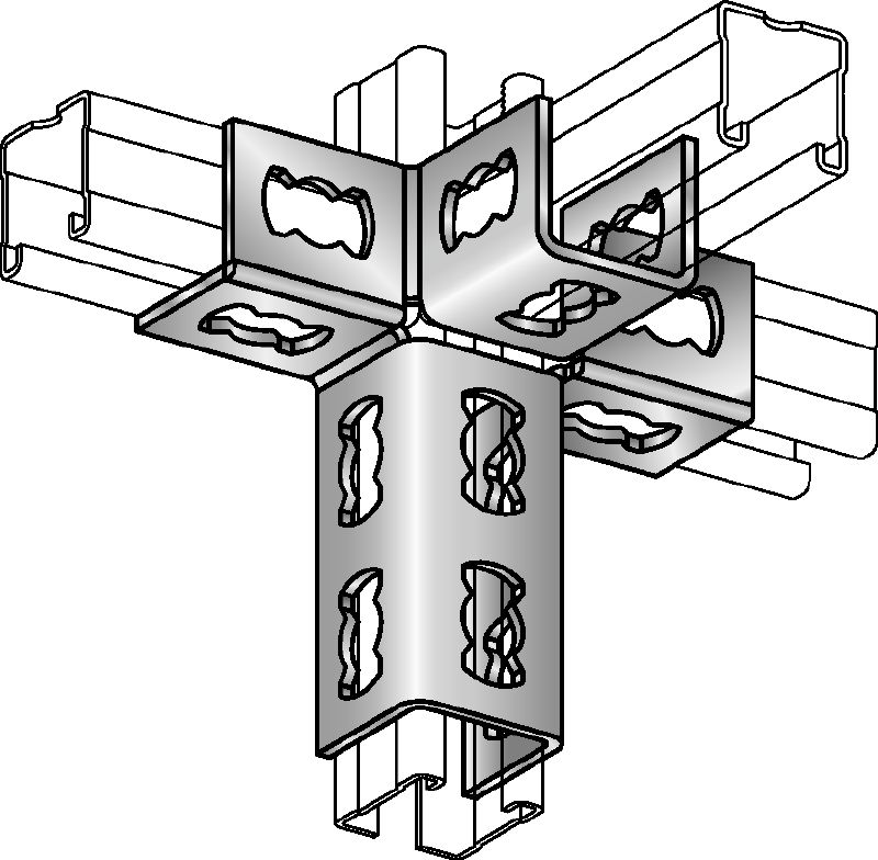 MQV-4/3 D Angle connector Galvanised channel connector for three-dimensional structures