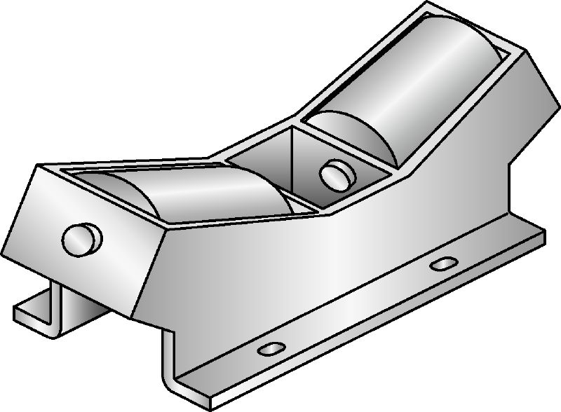 MI-DPR Pipe roller Hot-dip galvanised (HDG) connector fixed to the MI girder to accommodate pipe expansion in heavy-duty applications