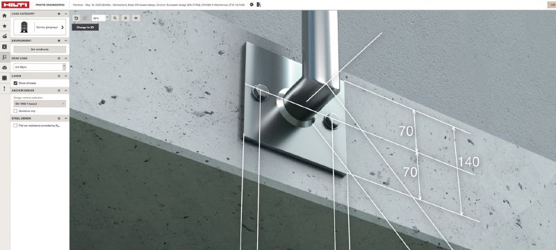 PROFIS Engineering Suite structural design software Cloud-based PROFIS engineering software for designing concrete-to-steel and concrete-to-concrete connections according to a wide range of codes and approvals Applications 1