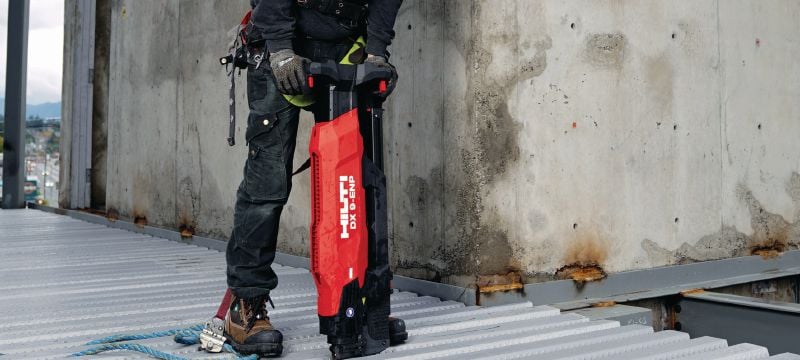 DX 9-ENP Powder-actuated decking tool Digitally enabled, fully automatic, high-productivity, stand-up powder-actuated nailer for fastening metal decks Applications 1