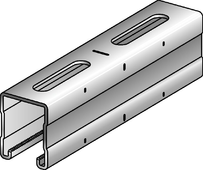 MQ-52-F channel Hot-dip galvanised (HDG) 52 mm high MQ strut channel for medium/heavy-duty applications