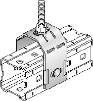 MIC-TRC Connector (double) Hot-dip galvanised (HDG) connector for fastening M12 (1/2) and M20 (3/4) threaded rods to MI girders Applications 1