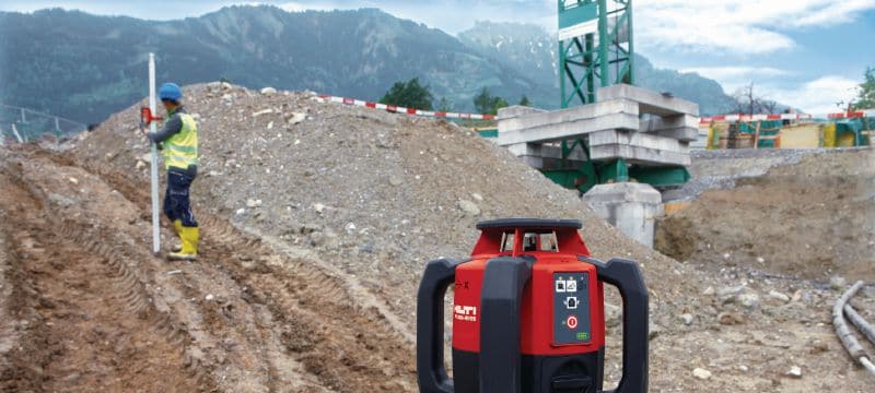 PR 300-HV2S Outdoor rotating laser level Outdoor rotary laser level with automatic vertical alignment and dual slope dial-in functions for levelling, aligning, grading and squaring tasks Applications 1
