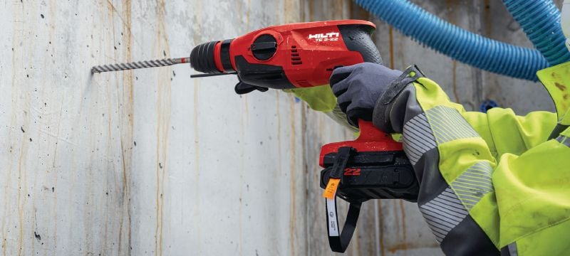 Nuron TE 2-22 Cordless rotary hammer Compact and light weight SDS Plus cordless rotary hammer with pistol grip for best maneuverability when drilling overhead (Nuron battery platform) Applications 1